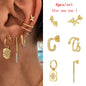 JINFU Gold Plated Earrings Set For Women Boho Style CZ Zircon Women's Clip Stud Dangle Hoop Earrings 2022 Jewelry Wholesale