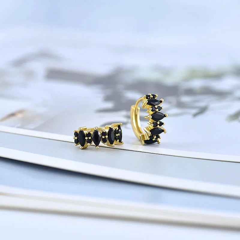 Luxury 925 Sterling Silver Ear Needle Flower Colorful Crystal Gold Earring For Women Hoop Earrings Trend Jewelry  Accessories