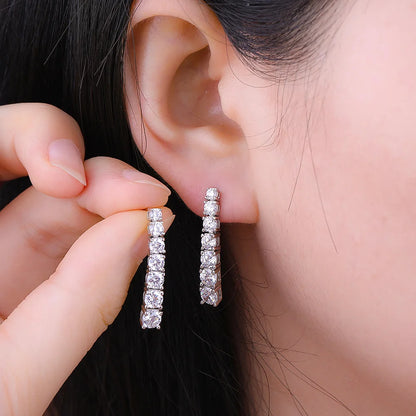 FEOBUR 2.8CT Full Moissanite Drop Earrings for Women Original 925 Sterling Silver Tassel Dangle Earrings Bridal Wedding Jewelry