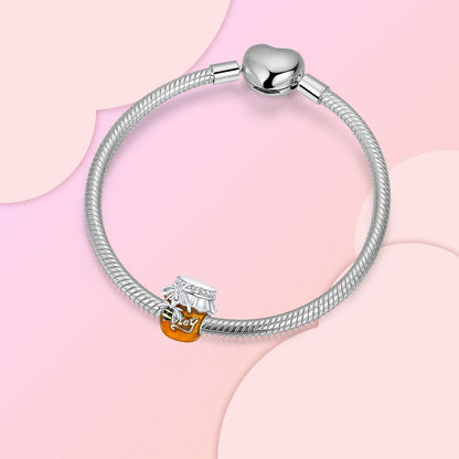 925 Sterling Silver Bee Honey jar Yellow series pandent Charm Fit Bracelet DIY Bead Ms Premium Jewelry Valentine's Birthday Gift