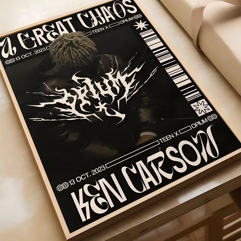 Pop Singer Ken Carson A Great Chaos Poster Poster Paper Print Home Living Room Bedroom Entrance Bar Cafe Art Painting Decoration