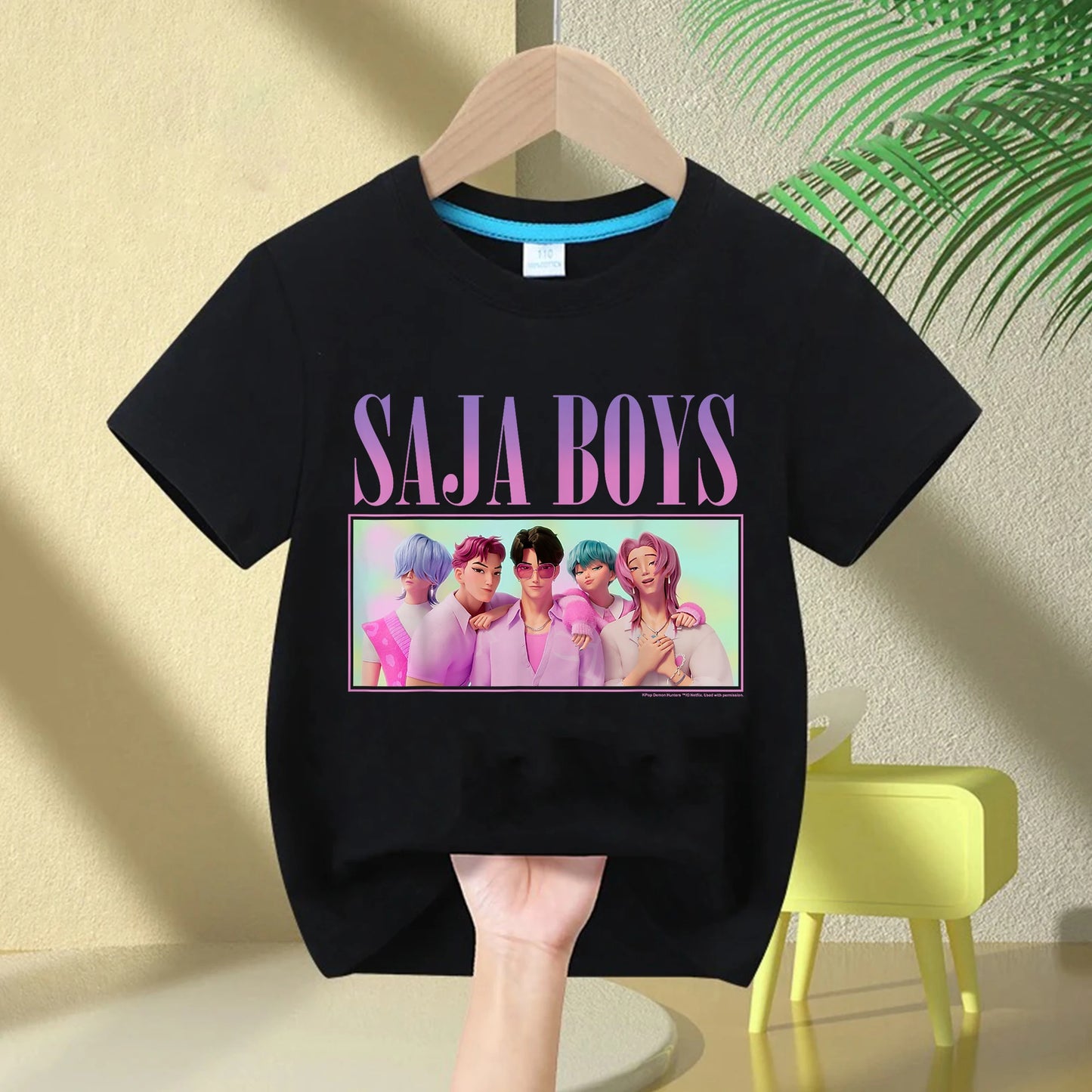 KPop Demon Hunters Rumi Zoey Mira Neck Cartoon Kids T-shirt
