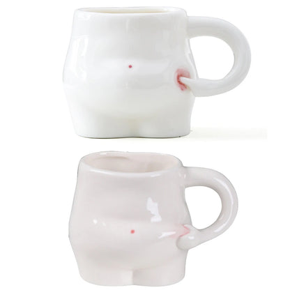 320ml Funny Coffee Mug with Hand Handle Cute Ceramic Mug Fat Belly Shaped Mug Weight Loss Encouragement Gift
