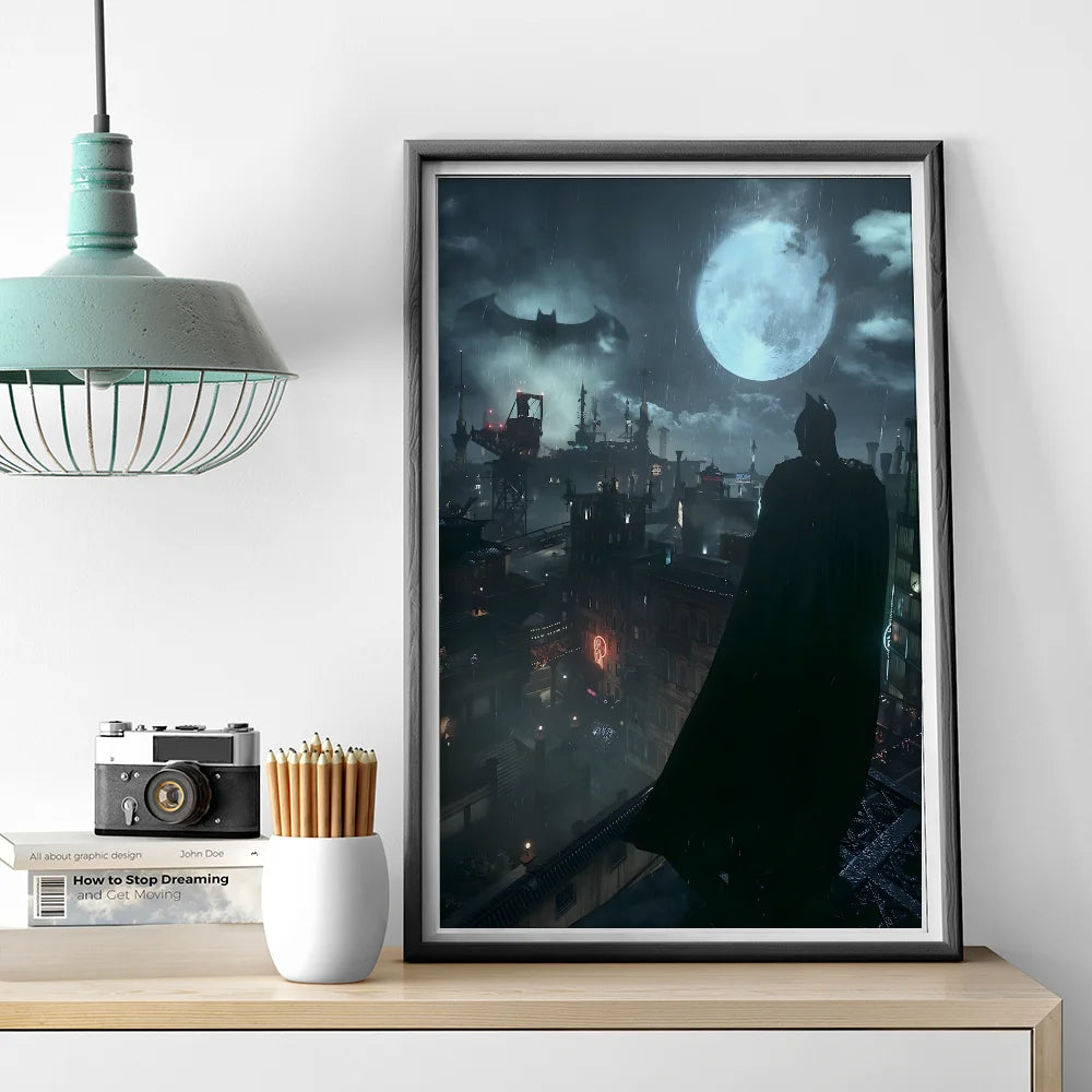 1PC B-Batman Poster Self-adhesive Art Waterproof Paper Sticker Coffee House Bar Room Wall Decor