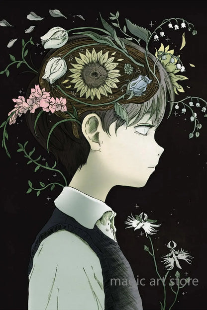 Horror Anime Style Video Game Omori Main Character Game Scene Art Poster Canvas Painting Wall Print Picture Room Home Bar Decor