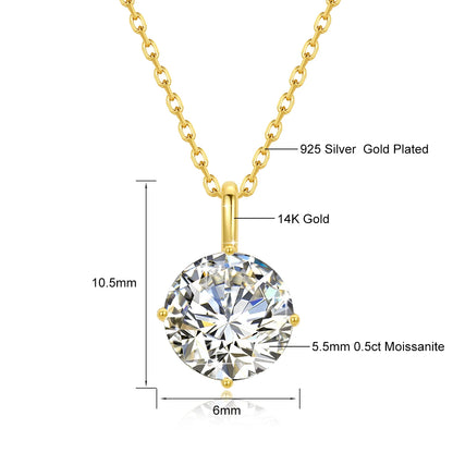 Oval Cut Moissanite Diamond Pendant 14K Gold for Women 2CT 3CT D VVS1 100% Au585 Necklaces for Anniversary Gifts Classic Jewelry