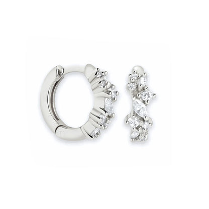 Luxury 925 Sterling Silver Ear Needle Flower Colorful Crystal Gold Earring For Women Hoop Earrings Trend Jewelry  Accessories