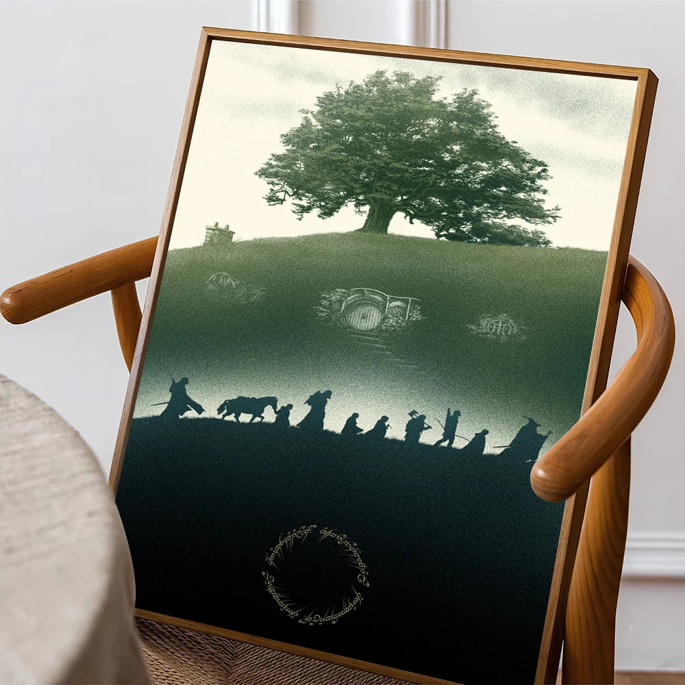 Movie L-Lord O-Of T-The R-Rings Poster Sticky Posters Retro Kraft Paper Sticker DIY Room Bar Cafe Aesthetic Art Wall Painting