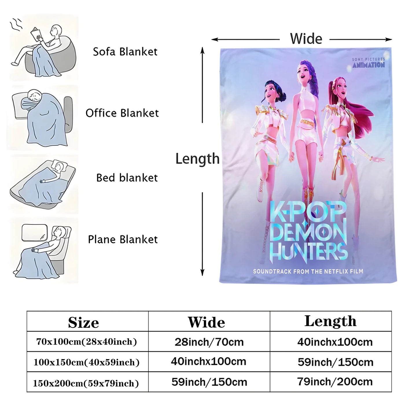 K-Pop Demon Hunters Blanket Hot Anime Flannel Blanket