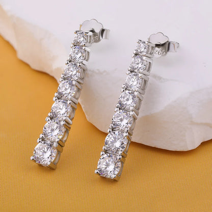 FEOBUR 2.8CT Full Moissanite Drop Earrings for Women Original 925 Sterling Silver Tassel Dangle Earrings Bridal Wedding Jewelry
