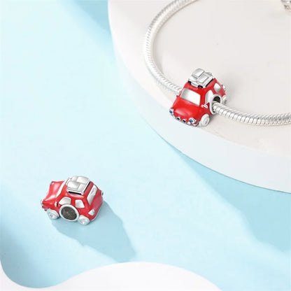 925 Sterling Silver Motorcycle Red Sports Car SUV Bus Car Keys Charm Pendants For Women Fit DIY Bracelets Party Birthday Jewelry