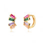 Luxury 925 Sterling Silver Ear Needle Flower Colorful Crystal Gold Earring For Women Hoop Earrings Trend Jewelry  Accessories