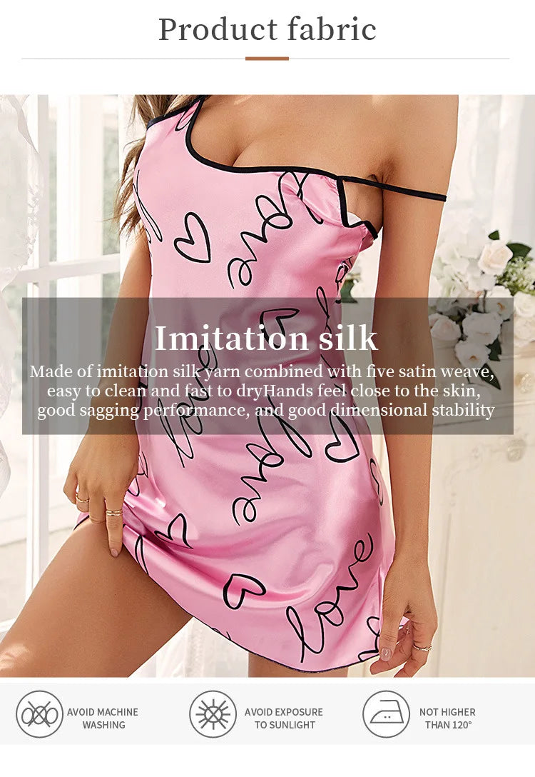 Heart Letter Print Spaghetti Strap Women's Sleepwear