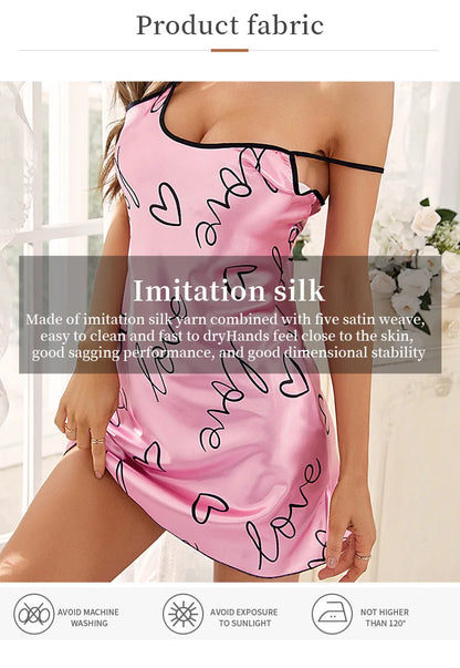 Heart Letter Print Spaghetti Strap Women's Sleepwear