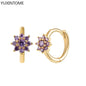 Luxury 925 Sterling Silver Ear Needle Flower Colorful Crystal Gold Earring For Women Hoop Earrings Trend Jewelry  Accessories