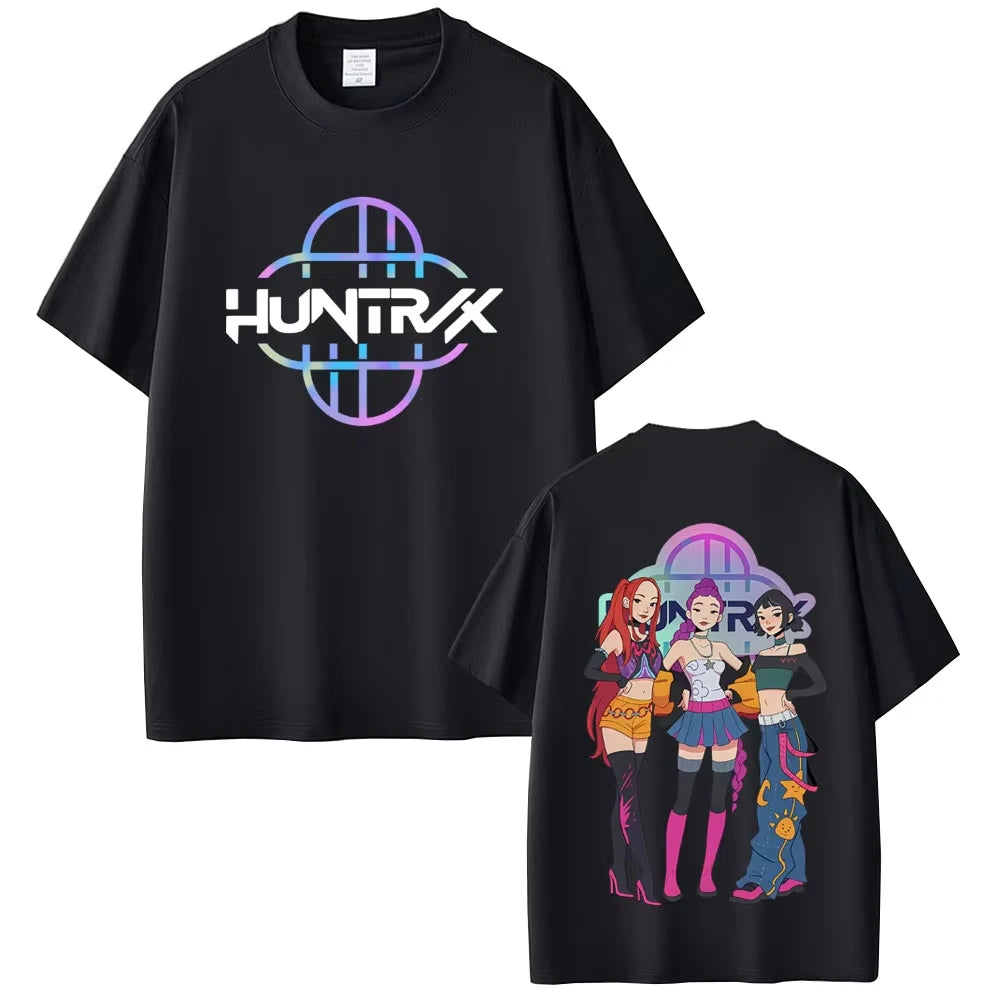 Movie KPop Demon Hunters Rumi Mira Zoey Saja Boys Derpy Tiger Double Sided Print T-shirt