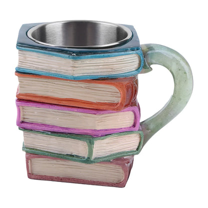 3D Painted Book Mug Wear Resist Unique Handmade Drink Cup Multi-Purpose Novelty Water Mug for Beer Wine Juice Tea Coffee