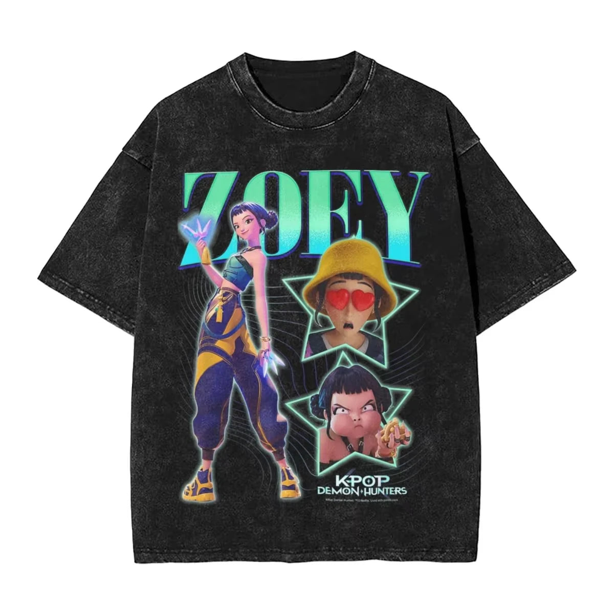 Oversized Washed T-Shirt My Little Soda Pop Saja Boys KPop Demon Hunters