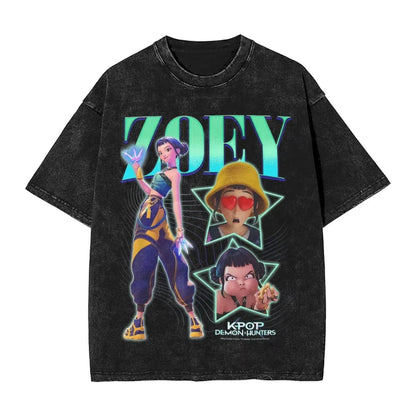Oversized Washed T-Shirt My Little Soda Pop Saja Boys KPop Demon Hunters