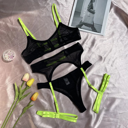 Lace Open Bra Set Women's Intimates Transparent Bralette Set