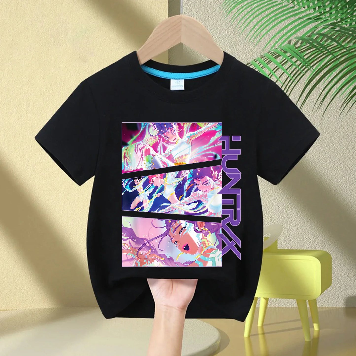 KPop Demon Hunters Rumi Zoey Mira Neck Cartoon Kids T-shirt