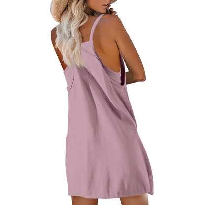 Sport Mini Dress For Women Summer Sleeveless Dress Casual Short Sundress