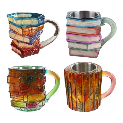 3D Painted Book Mug Wear Resist Creative Book-Shaped Drinkware Multi-Purpose Novelty Water Mug for Beer Wine Juice Tea Coffee