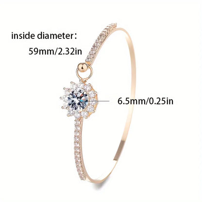1pc s925 Silver Inlaid 6.5mm Moissanite Small and Delicate Sunflower Bracelet for Men and Women