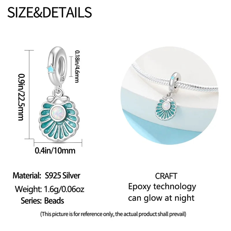 Blue Series 925 Sterling Silver Turtle,Whale & Seahorse Dangle Charm Fits Bracelet Kids Ocean Jewelry Accessories