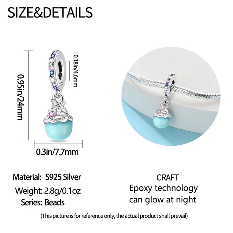 Blue Series 925 Sterling Silver Turtle,Whale & Seahorse Dangle Charm Fits Bracelet Kids Ocean Jewelry Accessories