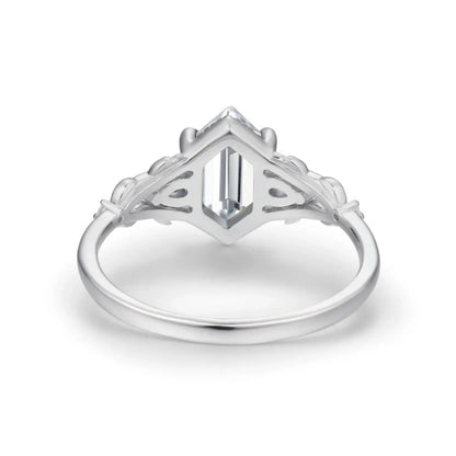 Trumium Genuine 925 Sterling Silver Hexagonal Zircon Luxury Rings For Women Flower Branch Vine Ring Wedding Fine Jewelry