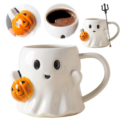 Halloween Ghost Coffee Mug Cute Cartoon Ghost Mug Ghost Shaped Mug Halloween Novelty Gift for Your Loved Ones