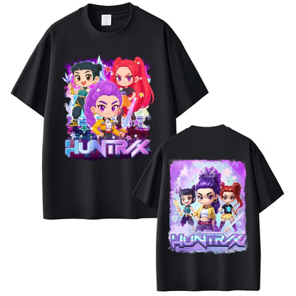 Movie KPop Demon Hunters Rumi Mira Zoey Saja Boys Derpy Tiger Double Sided Print T-shirt