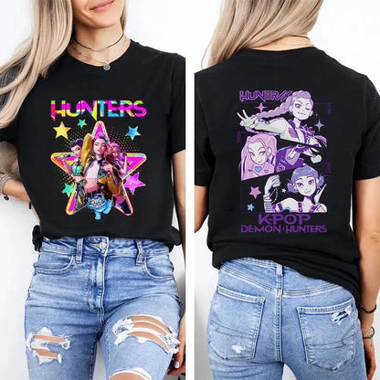 Cotton T-shirt KPOP Demon Hunter RUMI Parent-child Round Neck Women's Short Sleeve Comfortable