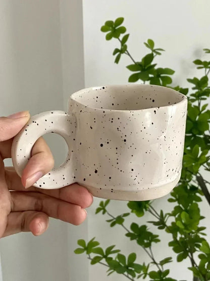 250ml Ceramic Mug Ring Handl Coffee Milk Modern Print Porcelain Mug Handmade Ceramic Hot Chocolate Cup Couple Handgrip Cups