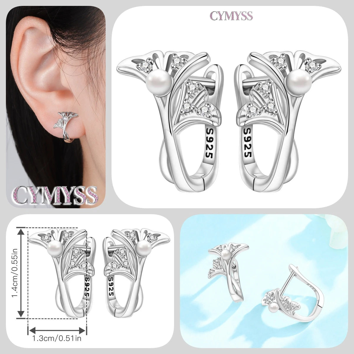 CYMYSS 2025 New 925 Sterling Silver Classic Hollow-out Versatile Hoop Earrings for Women Fine Jewelry Ideal Birthday Party Gifts