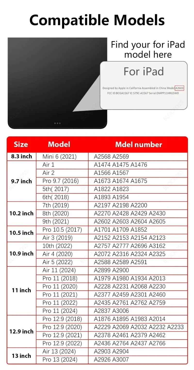 For 2025 iPad Air 11 Case 10th 11th A16 Cover For iPad Pro 11 Air 4 5 10.9 12.9 M2 M3 M4 Pro 13 10.2 7 8 9th Pencil Holder Case