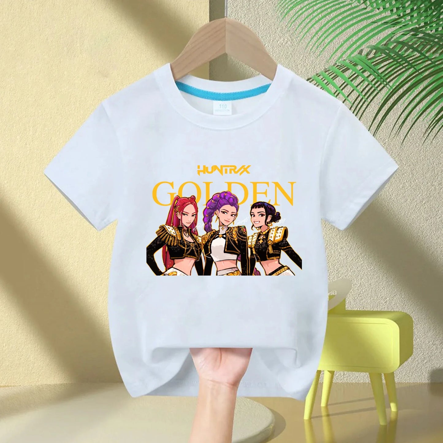 KPop Demon Hunters Rumi Zoey Mira Neck Cartoon Kids T-shirt