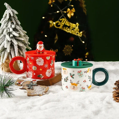 Christmas Creative Ceramic Mug Santa Claus Coffee Mugs High Beauty Drinkware Breakfast Milk Cpus Couple Water Cup Kawaii Gift