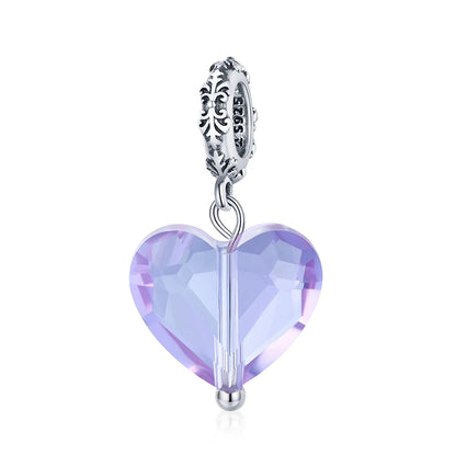 Bamoer 100% 925 Sterling Silver Romantic Crystal Butterfly Iris Charm For Women Fit Bracelet DIY Necklace Fine Jewelry Gift