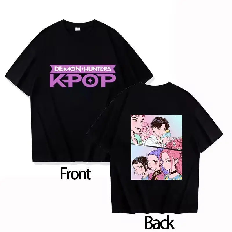 Cotton T-shirt KPOP Demon Hunter RUMI Parent-child Round Neck Women's Short Sleeve Comfortable