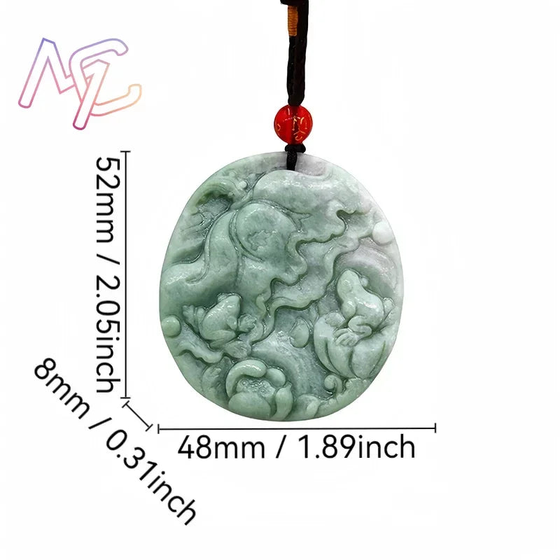 Light Green Natural Jade Flower Heart Pendant Necklace Real Jewellery Carved Gemstone Fashion Charm Amulet Gifts for Women Men