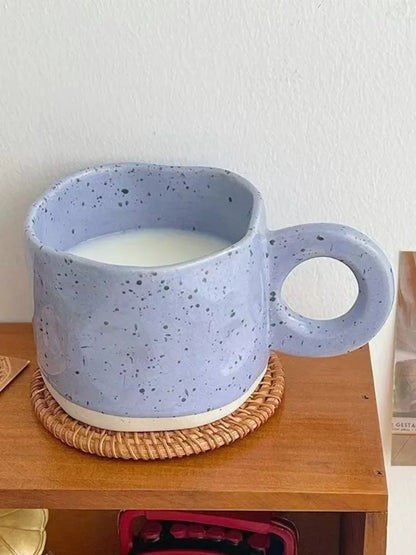 250ml Ceramic Mug Ring Handl Coffee Milk Modern Print Porcelain Mug Handmade Ceramic Hot Chocolate Cup Couple Handgrip Cups