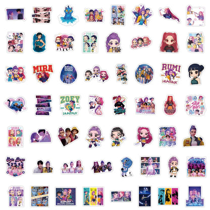 A50/55/60Pcs KPop Demon Hunters Stickers KPop Demon Hunters DIY Stickers Scrapbooking Phone Luggage Skateboard Waterproof Decals