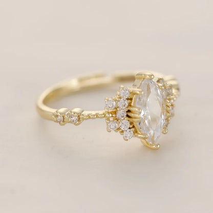 925 Sterling Silver Open Ring for Women 14K Gold Plated Boho Shiny Artificial crystal and Cubic Zirconia Daily Wear Fine Jewelry