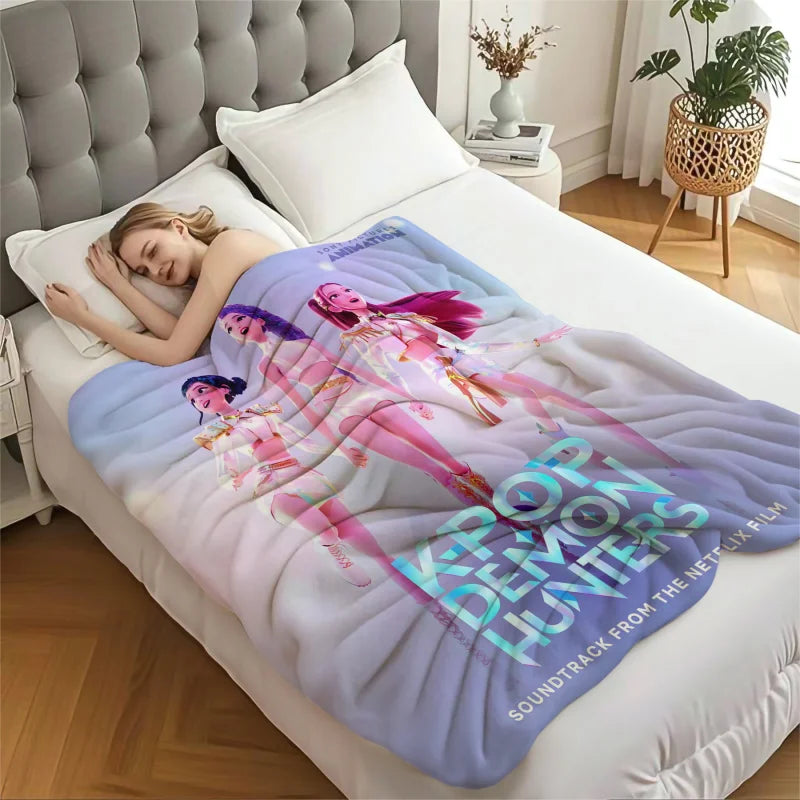 K-Pop Demon Hunters Blanket Hot Anime Flannel Blanket