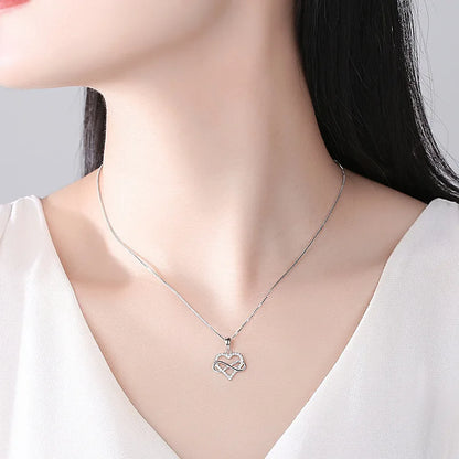 Nice 925 Sterling Silver Necklace Pendant Heart 5A Zircon Gem For Women Fashion Clavicle Chain Wedding  Jewelry Party Gift