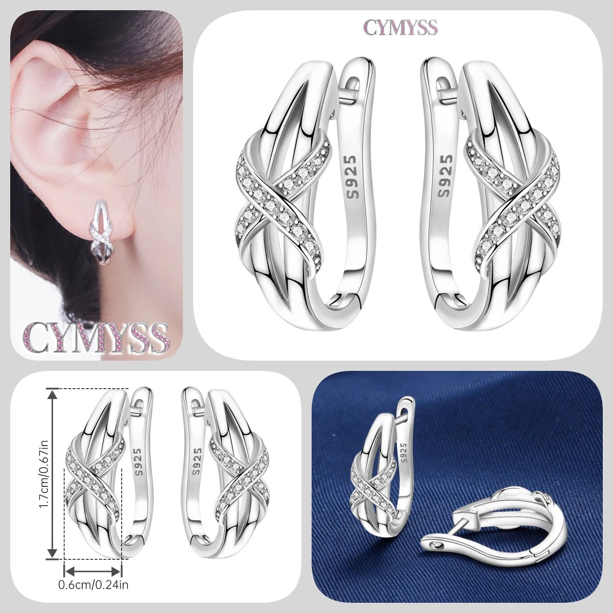 CYMYSS 2025 New 925 Sterling Silver Classic Hollow-out Versatile Hoop Earrings for Women Fine Jewelry Ideal Birthday Party Gifts