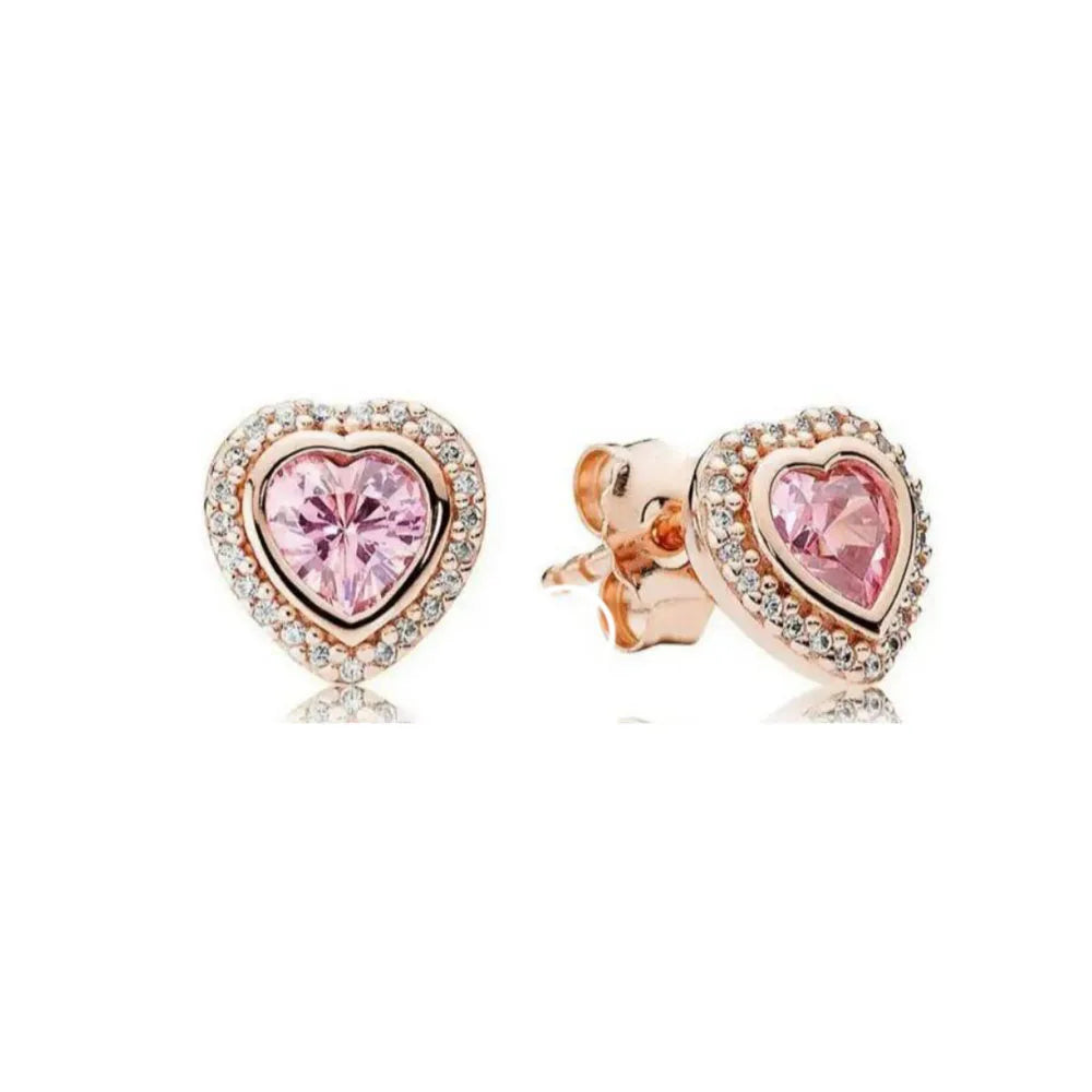 European New S925 Silver Zircon Heart-ShapedColored Earrings Suitable For Women's Holiday Exquisite Charm Jewelry Gifts