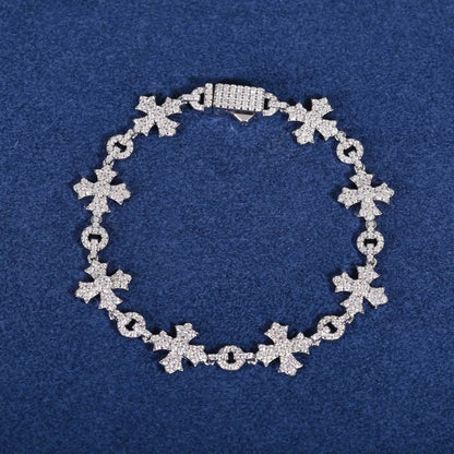 2024 New Sterling Silver 925 Charm Corss Chain Bracelets For Women Men Iced Out Moissanite Fine Jewelry Gifts